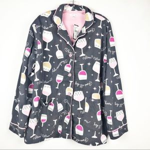 PJ salvage women's flannel pajama top large wine